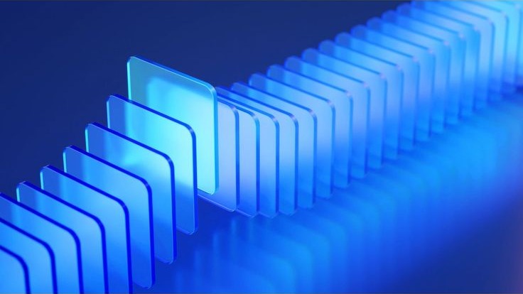 Abstract blue glass panels imagery